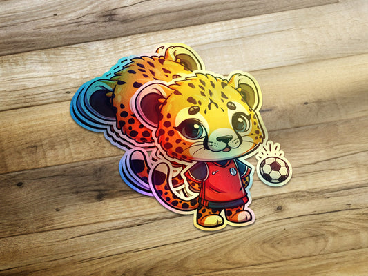 Cute Cheetah with Soccer Ball Adorable Stickers product type
