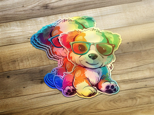 Rainbow Sunglasses Puppy Sticker unique product type