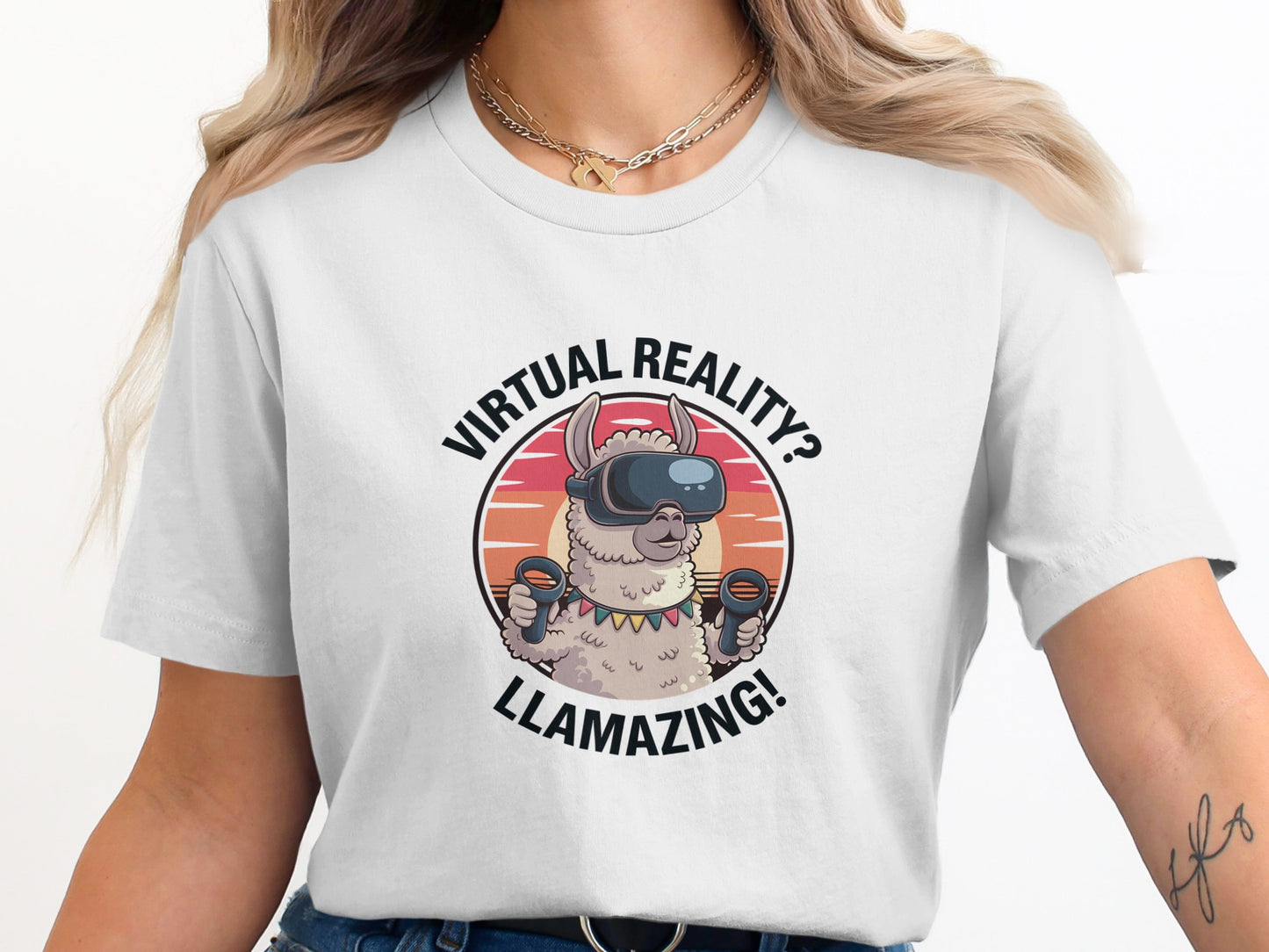 Virtual Reality Llamazing Graphic T-Shirt product type