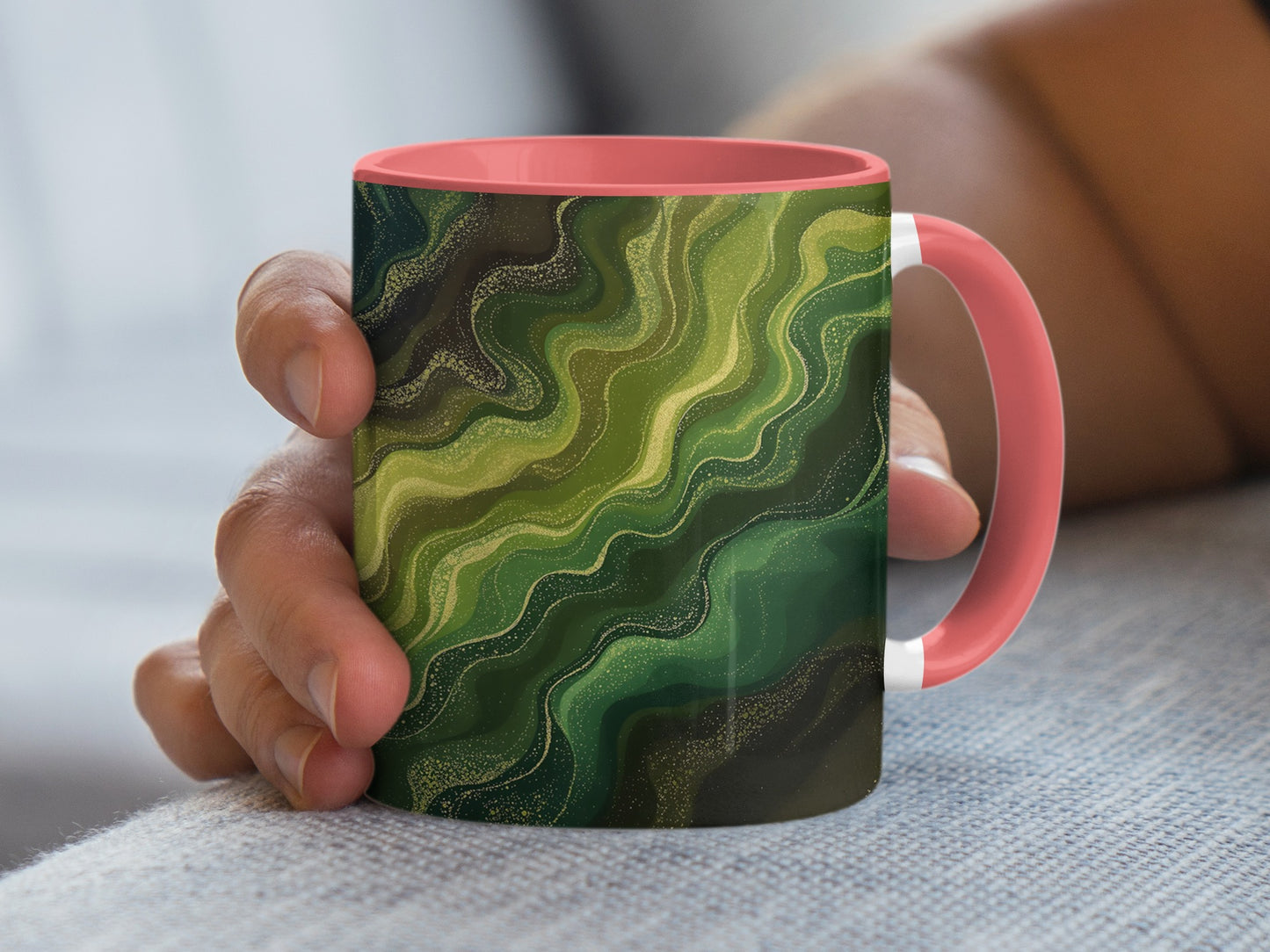 Artistic Green Swirl Pattern Coffee Mug product