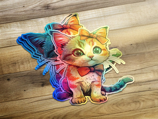 Cute Rainbow Kittens with Bows Sticker Pack product