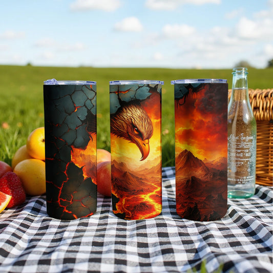 Fiery Eagle and Volcano Themed Tumbler product