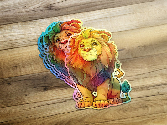 Vibrant Lion Couple Colorful Illustration Sticker product