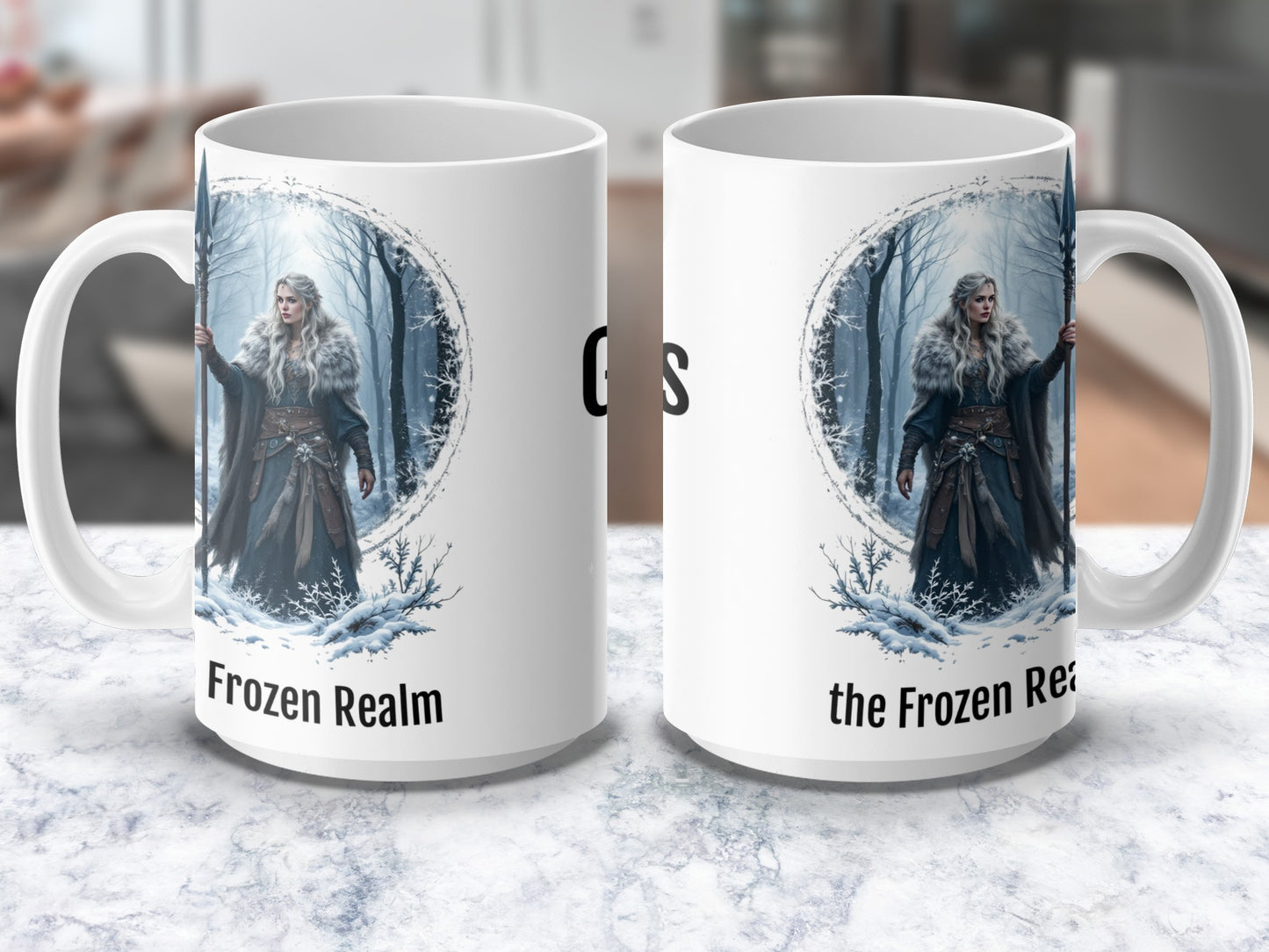 Winter Fantasy Coffee Mug, Frozen Realm Warrior Princess, Unique Gift Idea