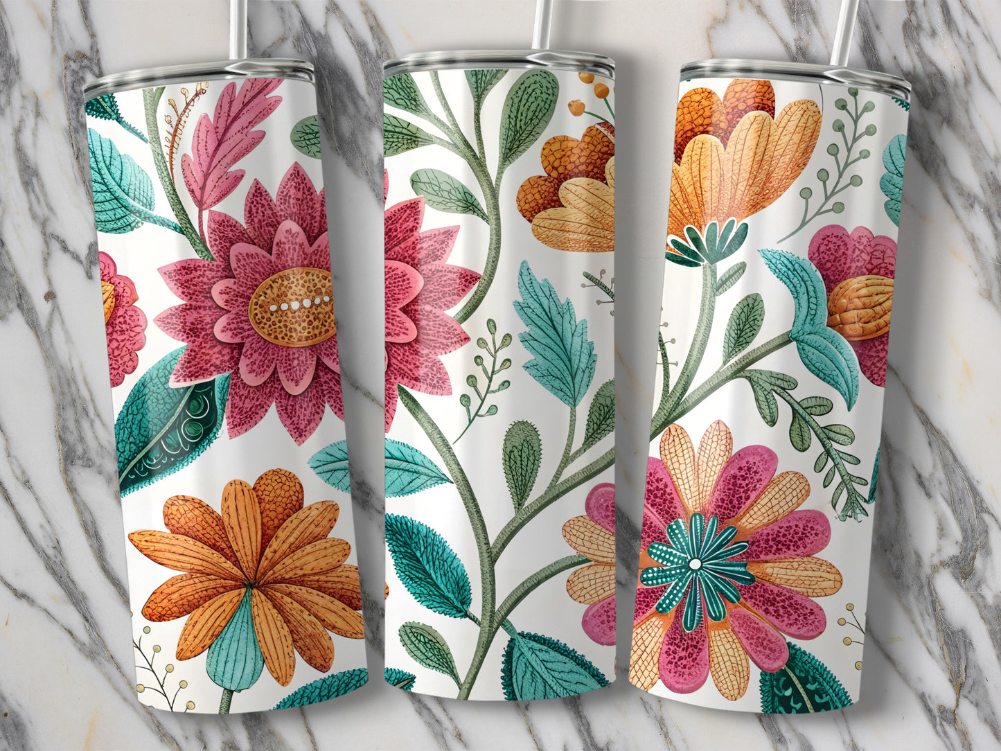 Colorful Floral Design Insulated Tumbler product type