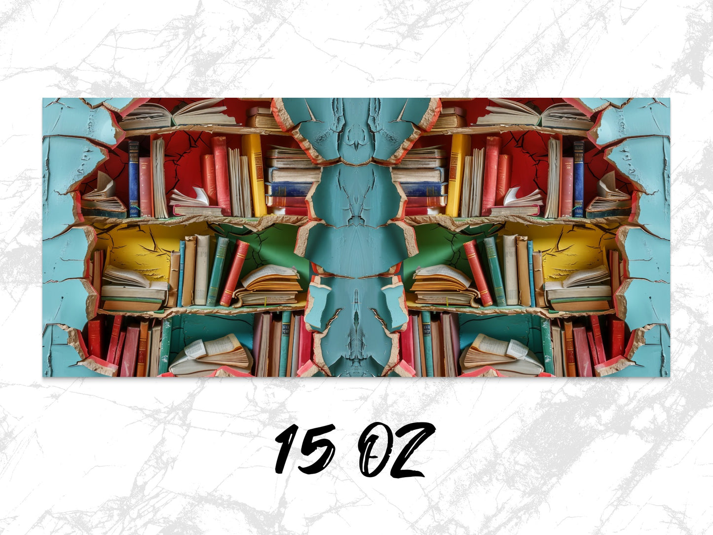 Colorful Abstract Bookshelf Art Print, Vintage Books Wall Decor, Unique Library Illustration, Home Office Artwork