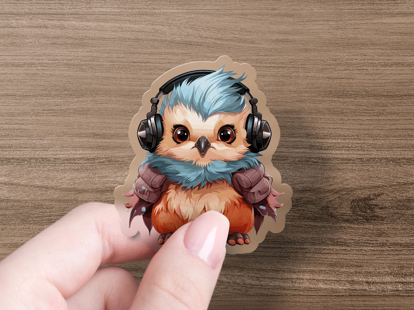 Cute Baby Owl with Headphones Sticker product