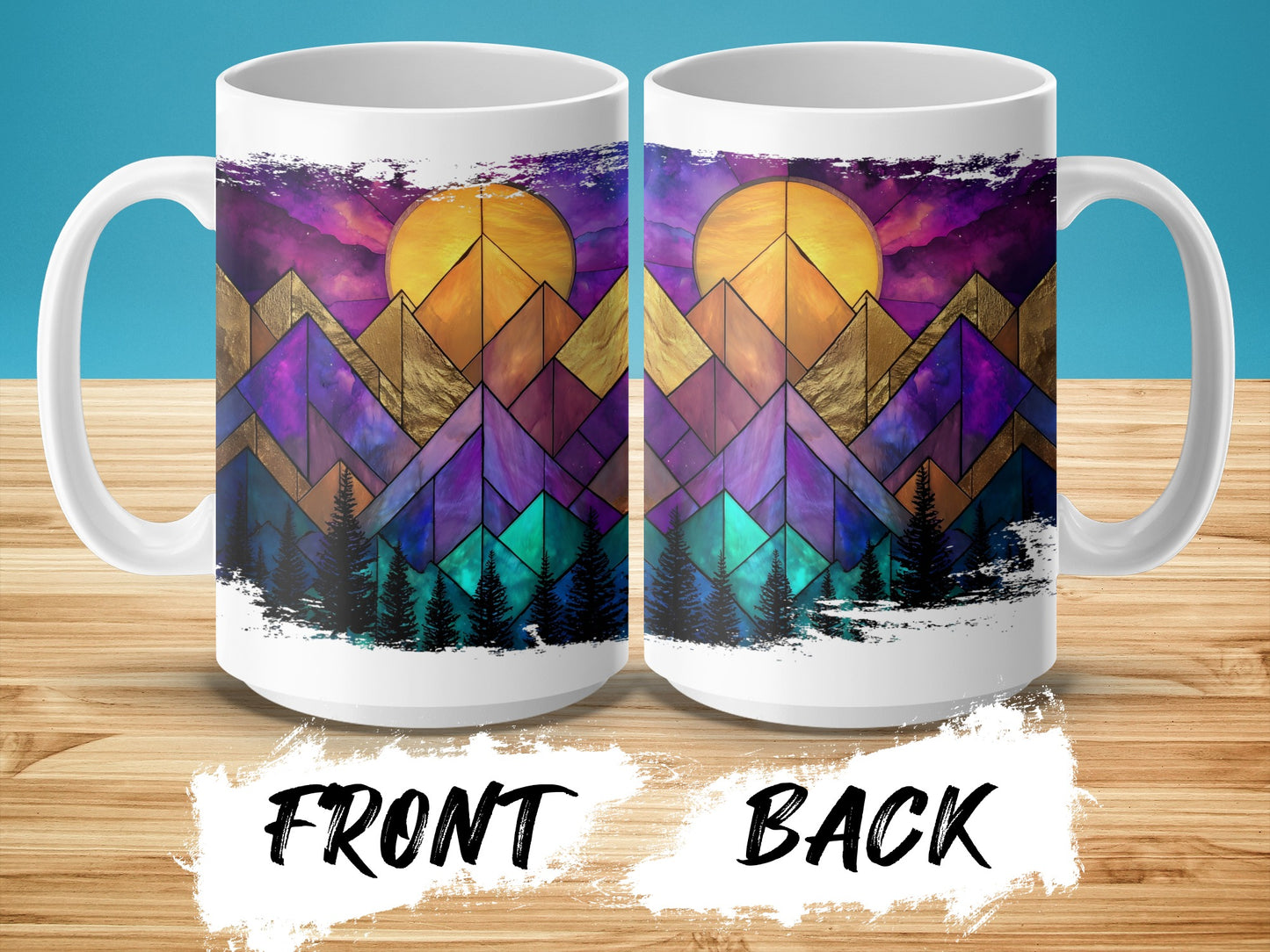 Colorful Mountain Sunset Art on Ceramic Mug Product