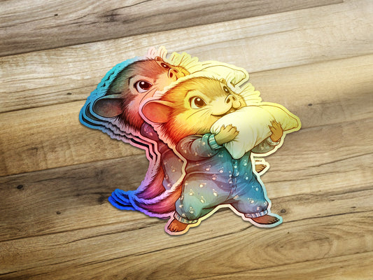 Adorable Sleepy Animal with Pillow Sticker product