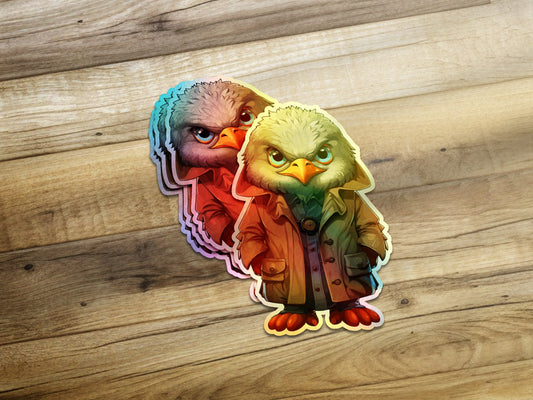 Vibrant Detective Bird Character Illustration Stickers product type