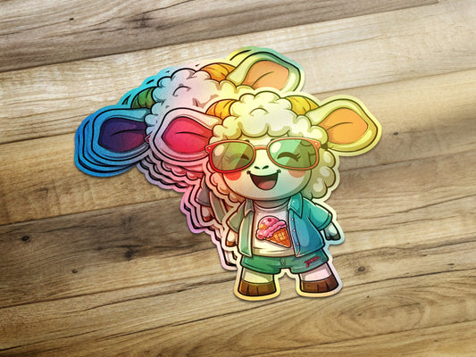 Cool Rainbow Sheep Wearing Sunglasses Sticker product type