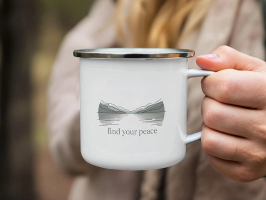 Find Your Peace Enamel Mug Inspirational Camping product