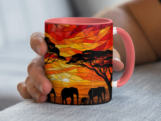 Colorful African Elephant Sunset Artistic Mug product