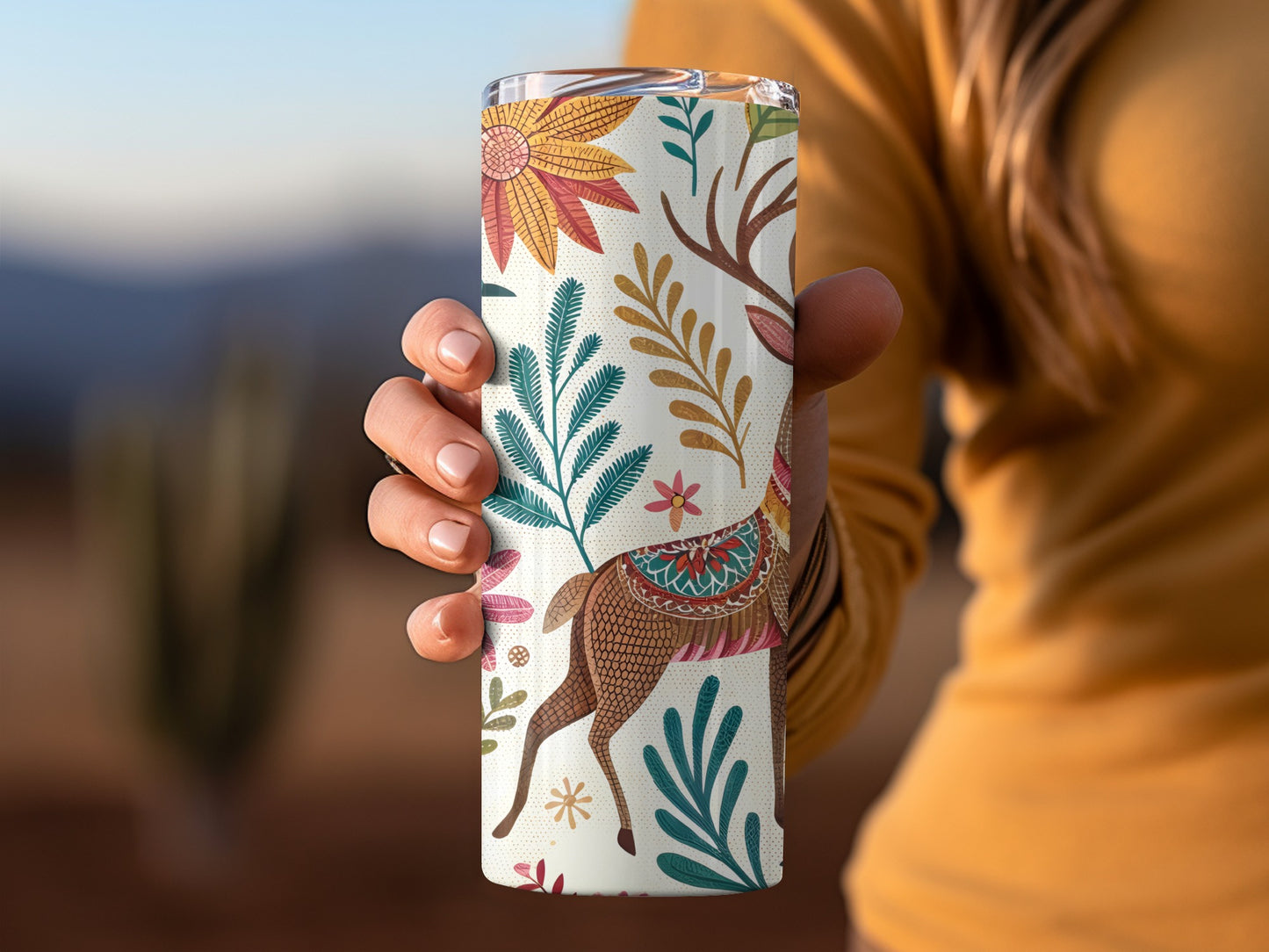 Colorful Floral and Deer Design Insulated Drinkware product type