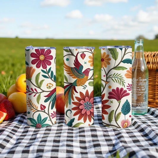 Colorful Floral and Bird Design Tall Tumblers product