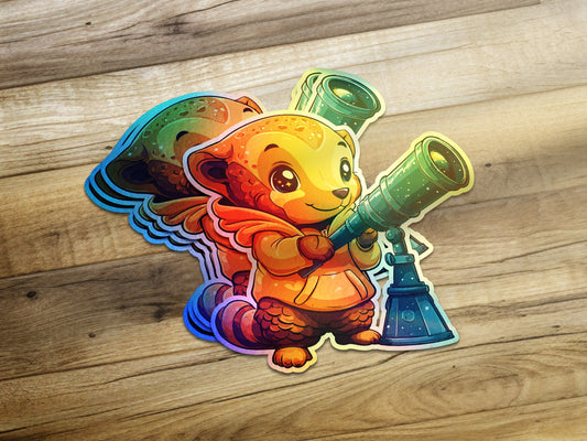 Rainbow Cartoon Animal with Telescope Sticker product