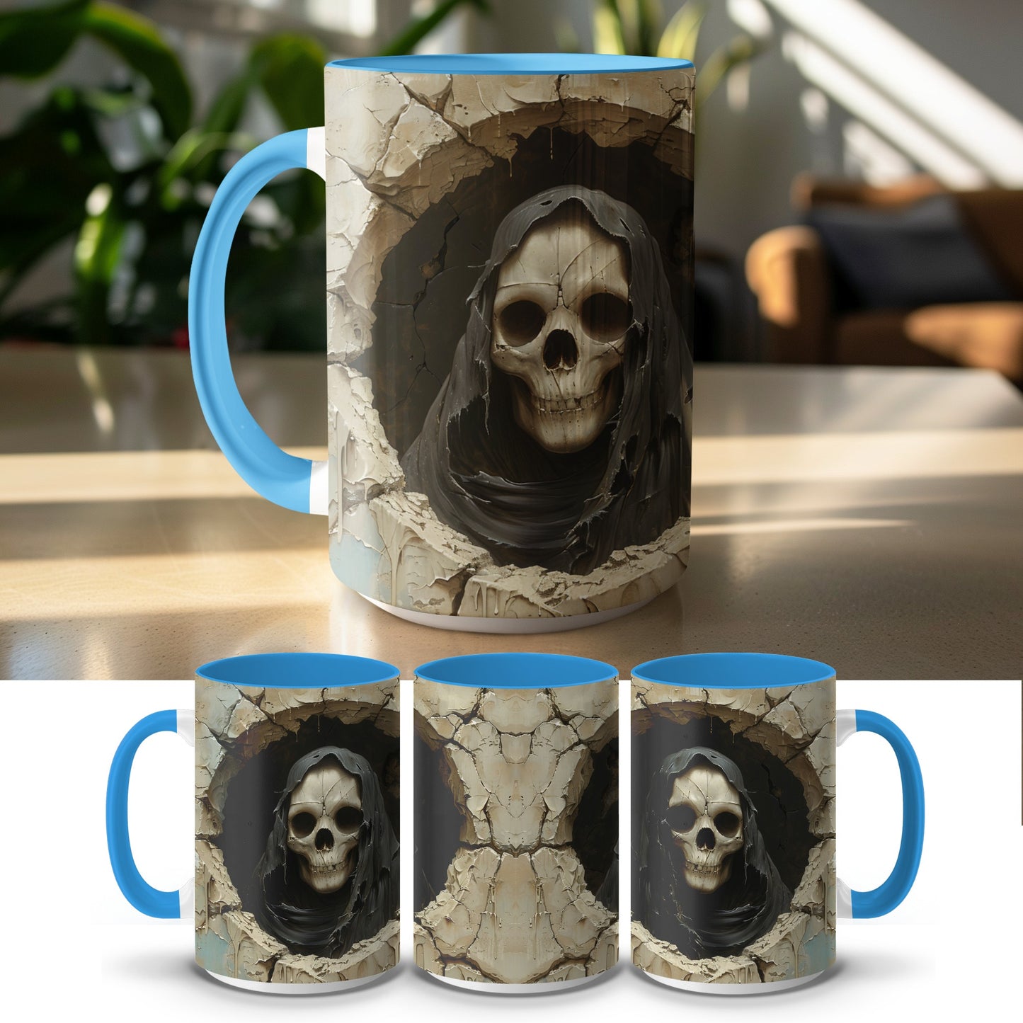 Skull in Tattered Cloak Ceramic Mug product type
