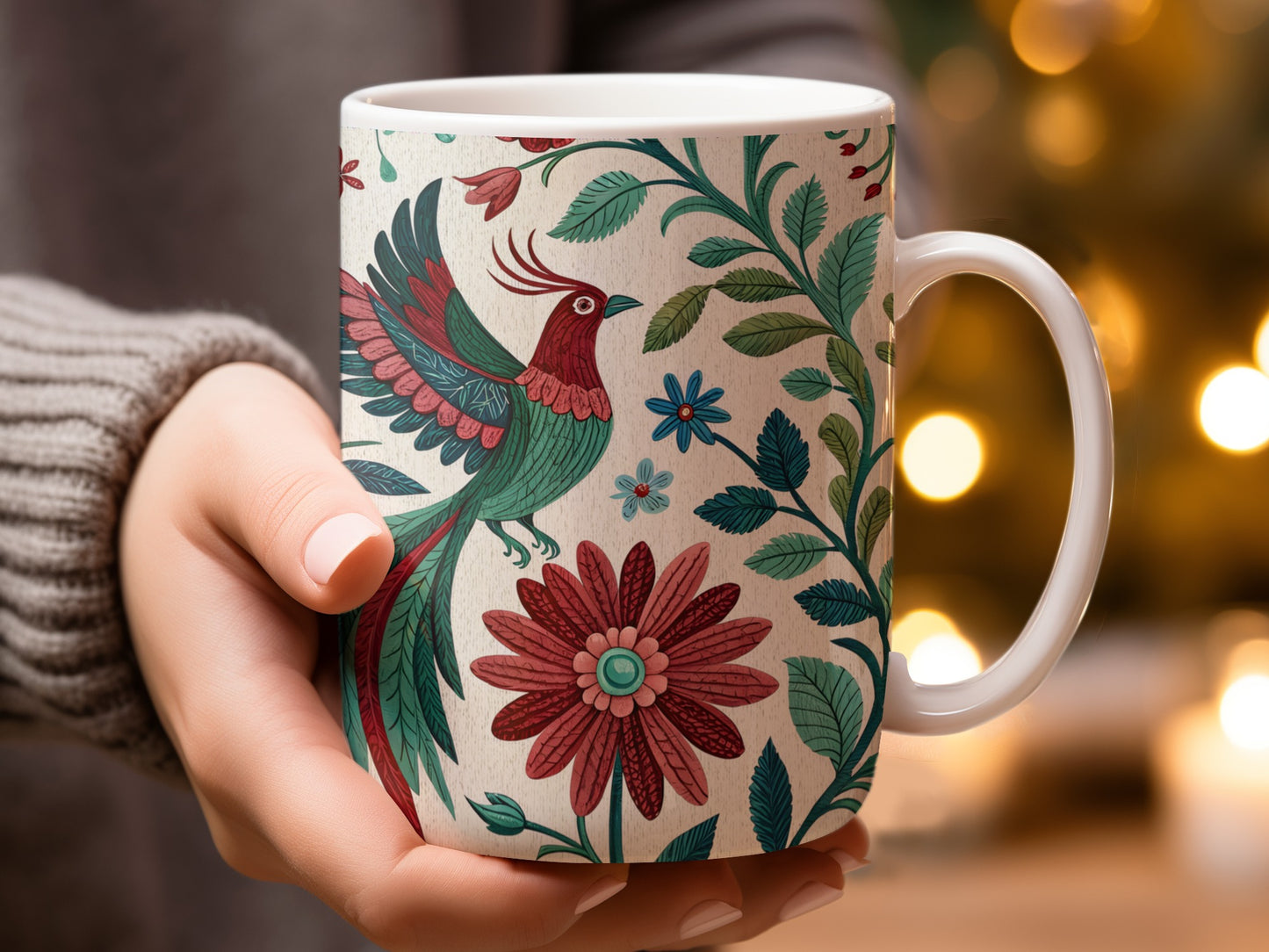 Colorful Bird and Floral Design Mug product
