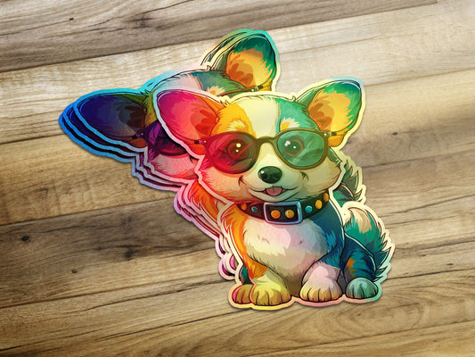 Colorful Sunglasses Corgi Sticker for Fun Decor product type