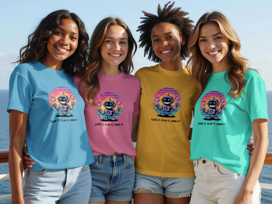 Colorful Robot Design Graphic Printed T-shirt product type