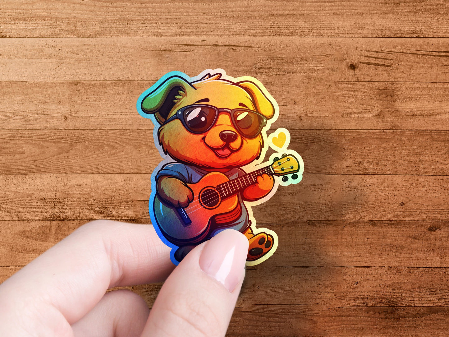 Cute Dog Playing Guitar Design Sticker product type
