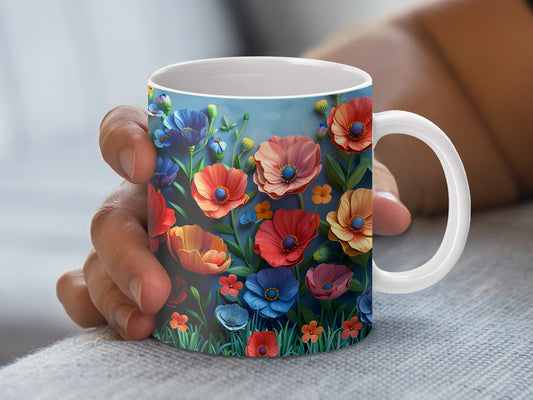 Colorful Floral Mug, Spring Flowers Coffee Cup, Vibrant Garden Tea Mug, Gift Idea