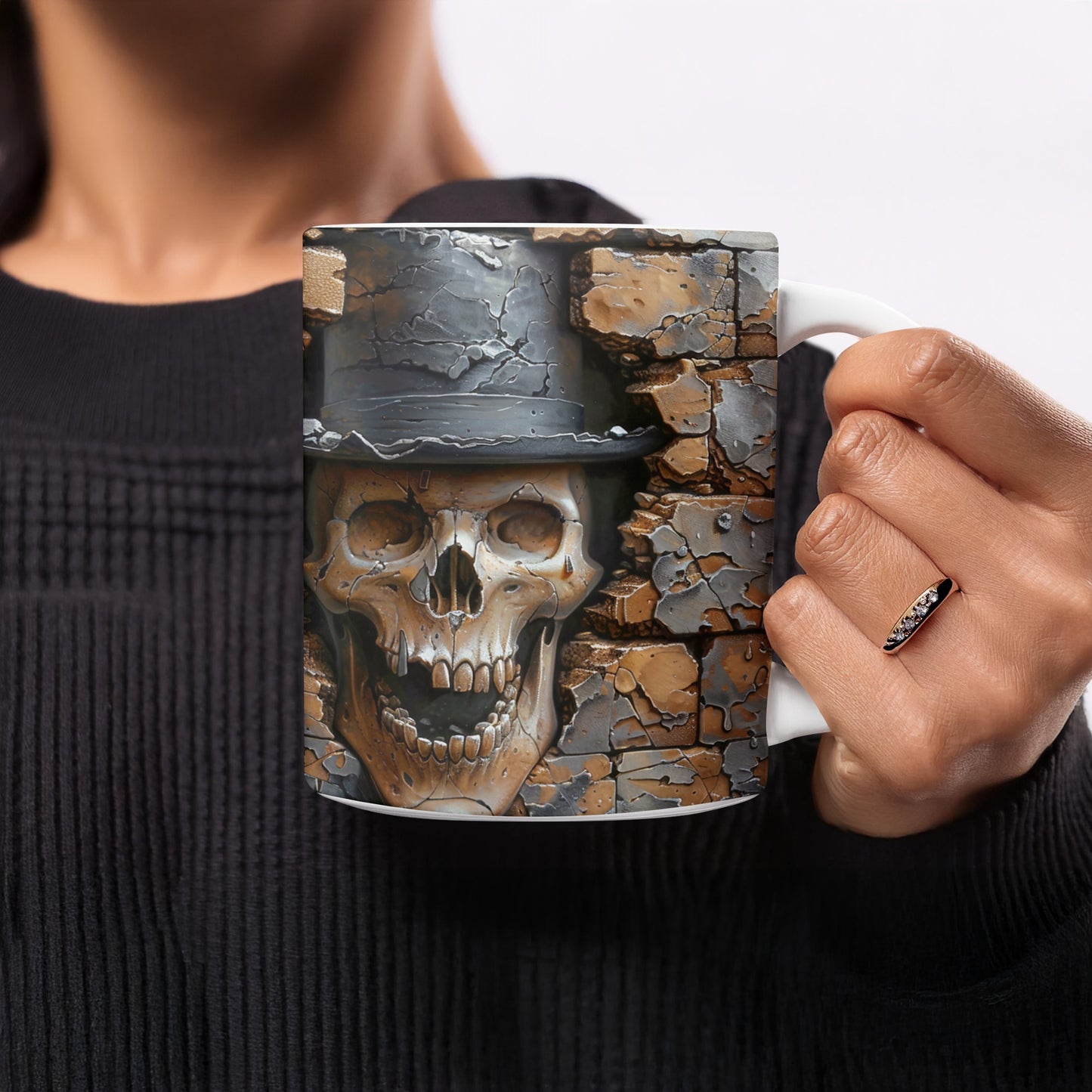 Grinning Skull With Hat Ceramic Mug coffee product