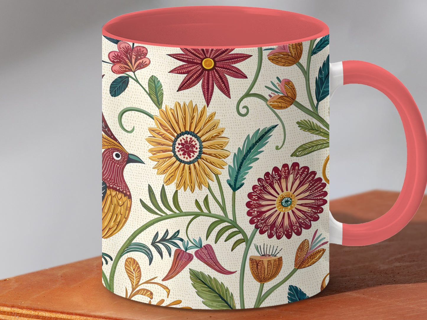 Colorful Floral Design Mug Coffee or Tea Beverage Product