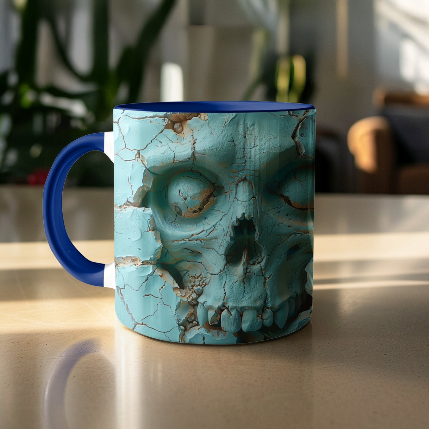 Distinctive Blue Skull Design Ceramic Mug product