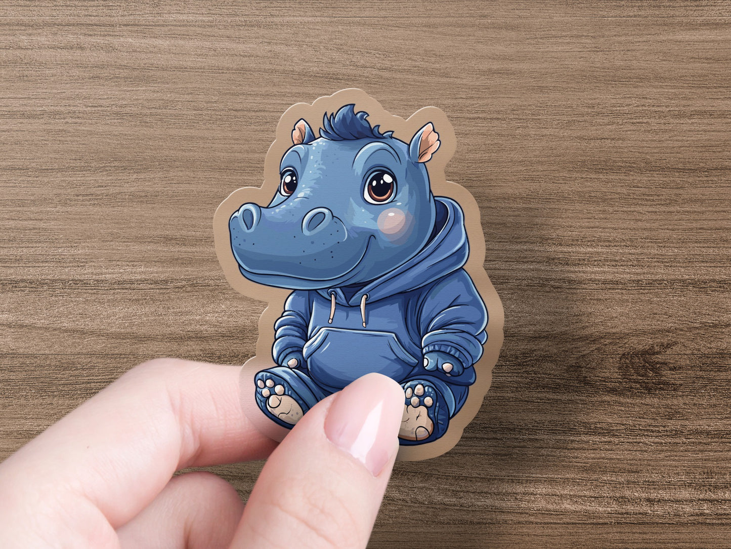 Adorable Blue Cartoon Hippo Sticker for Kids product