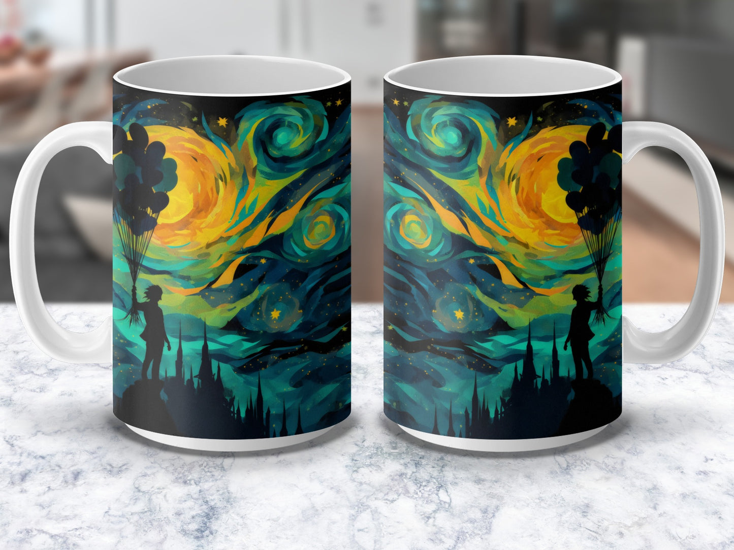 Starry Night Inspired Coffee Mug, Van Gogh Style Artistic Sky, Unique Gift Idea, Art Lover Drinkware