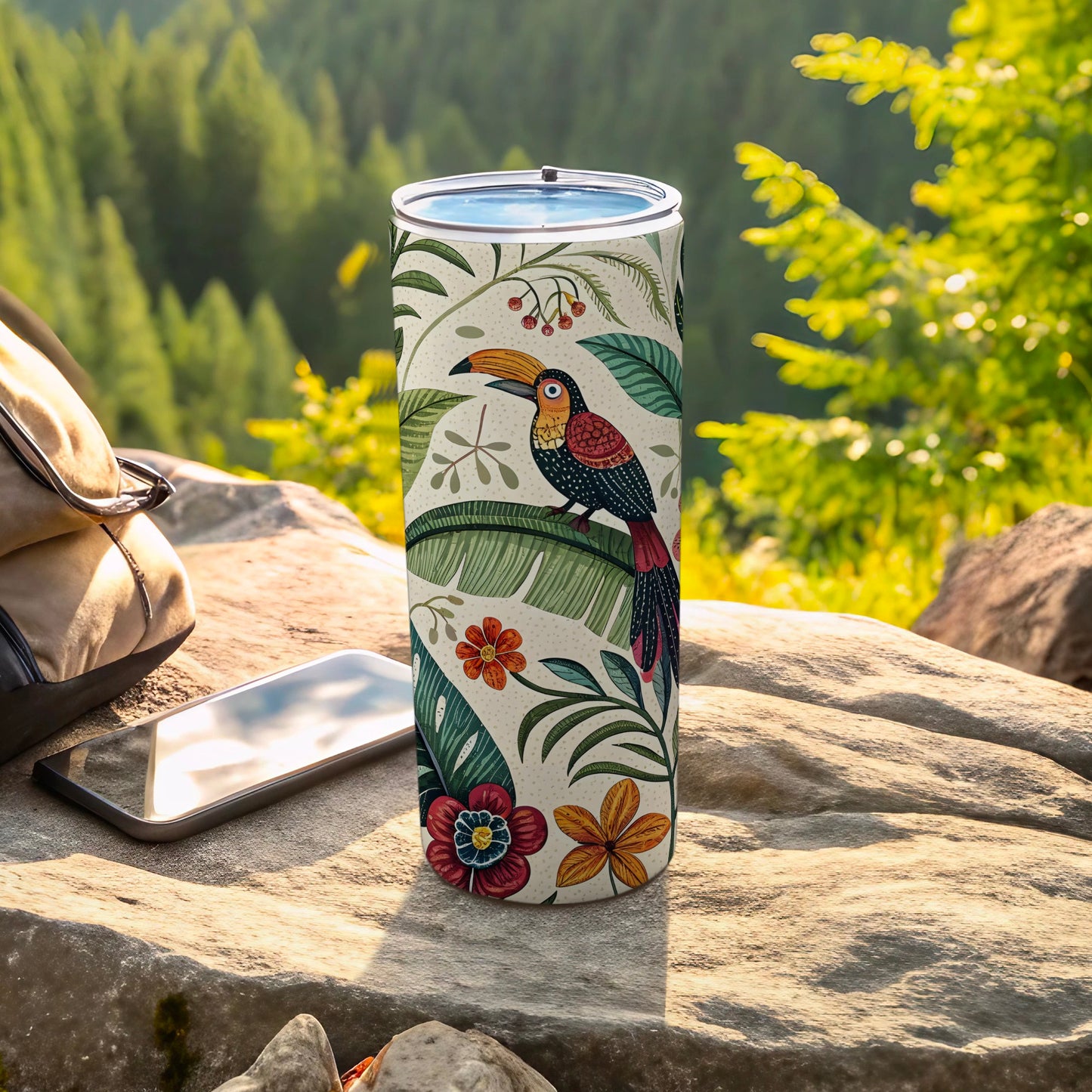 Vibrant Tropical Parrot Design Insulated Travel Product