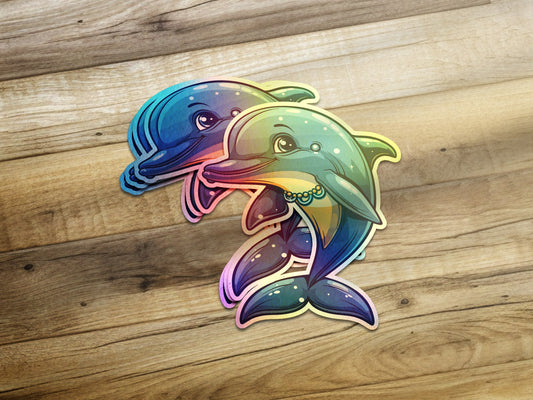 Colorful Cartoon Dolphin Sticker digital product