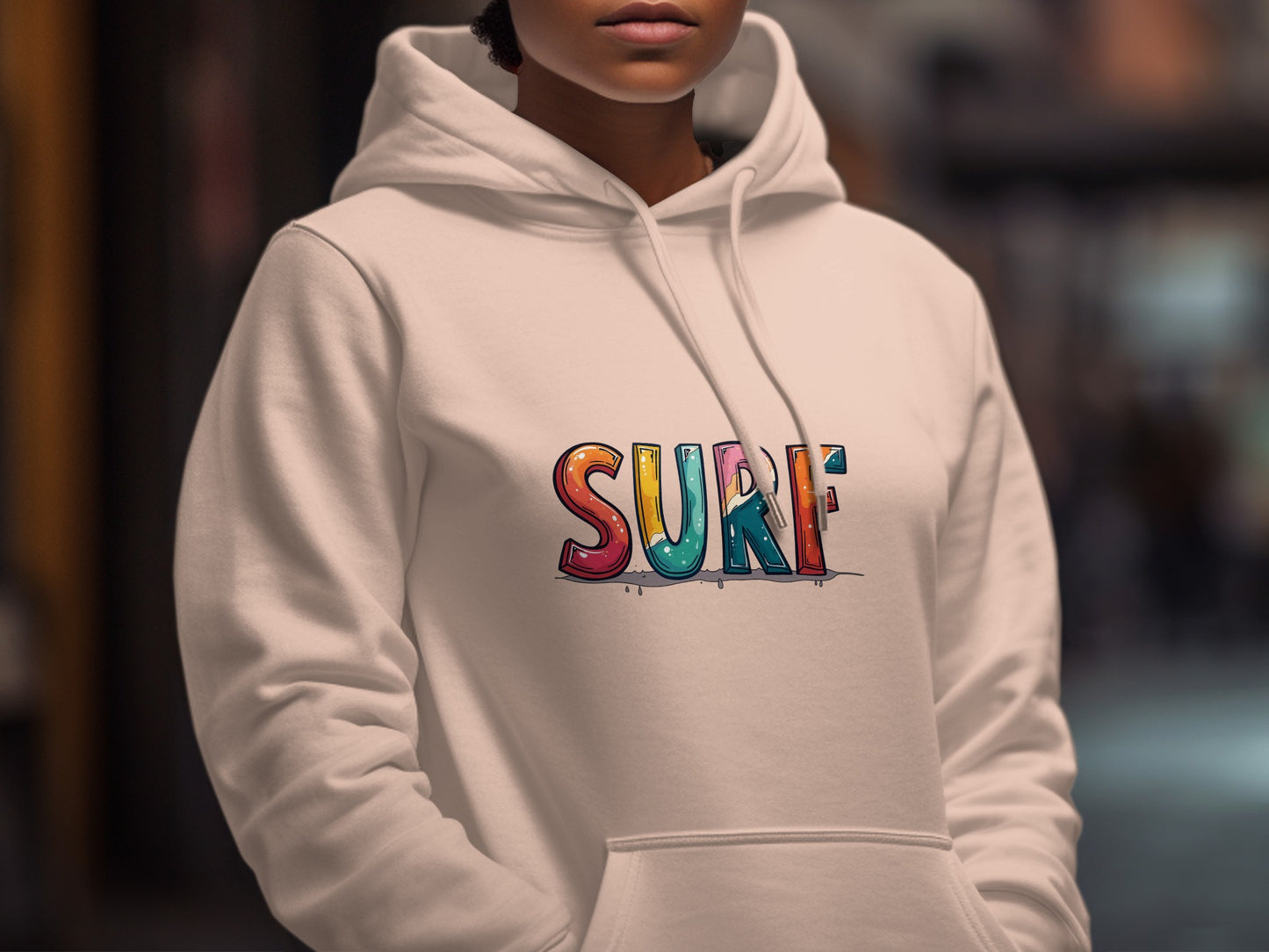 Colorful Surf Design Hoodie Stylish Apparel product type
