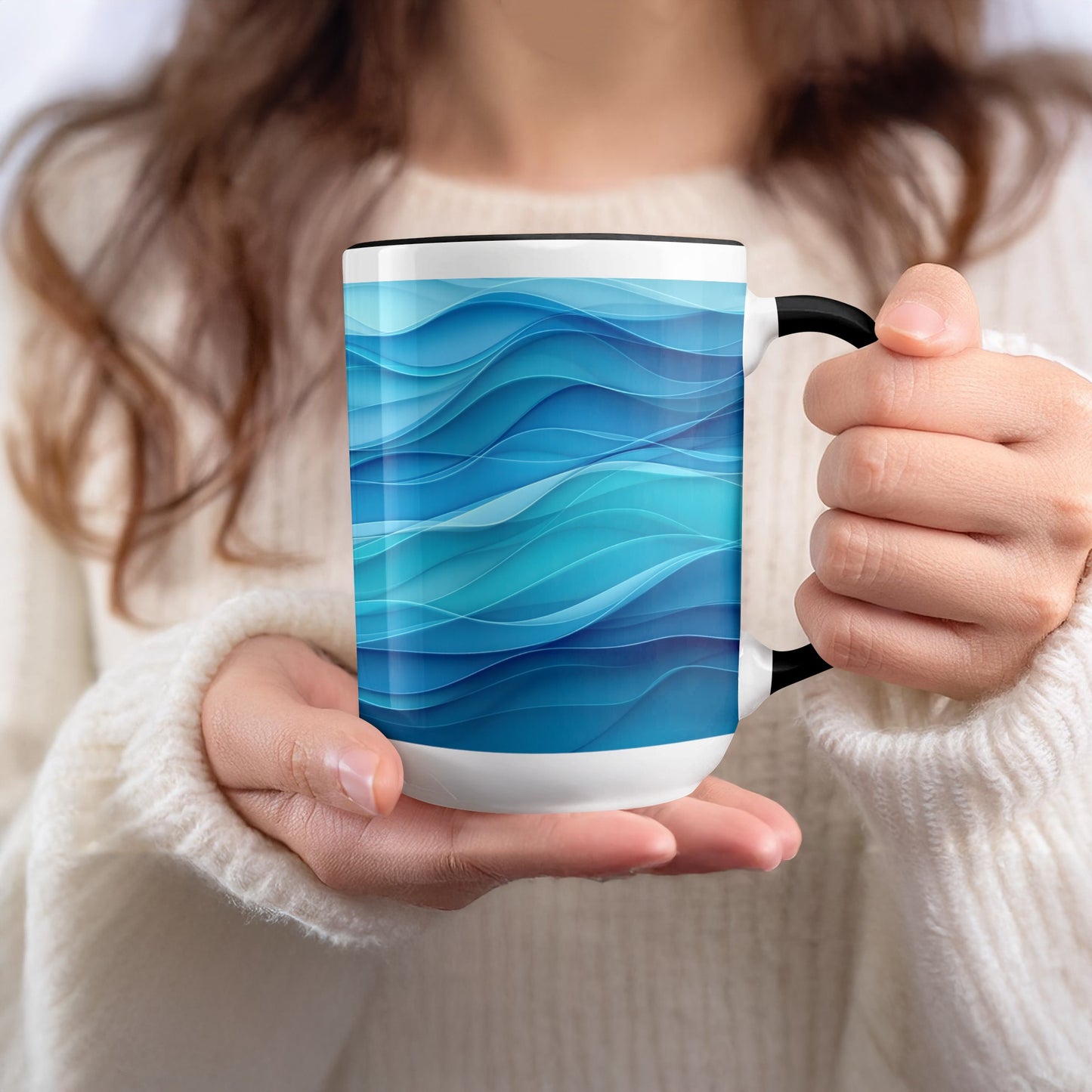 Stylish Ocean Wave Design Artistic Coffee Mug product