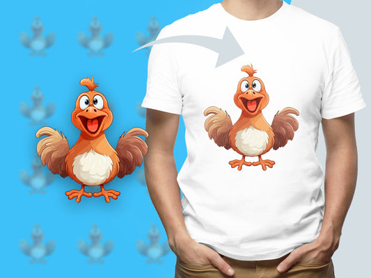 Cartoon Chicken T-Shirt, Funny Farm Animal Graphic Tee, Unisex Casual Summer Top for Adults and Kids
