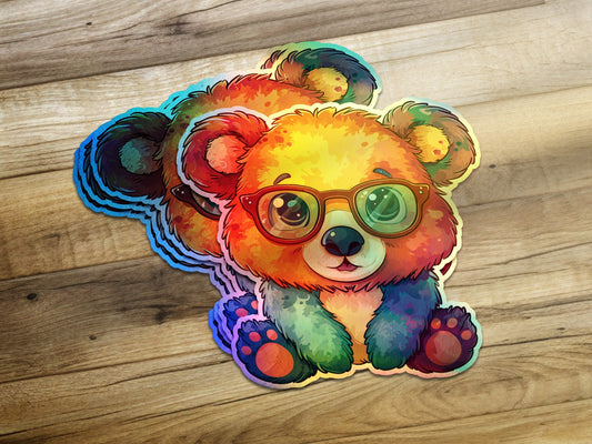Adorable Rainbow Teddy Bear Sticker Design product