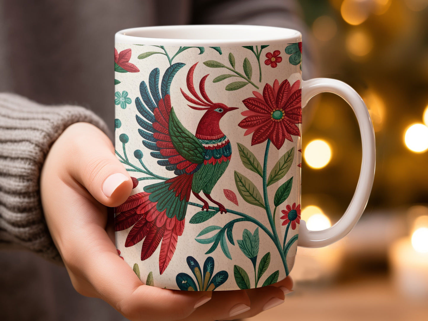 Colorful Floral Bird Design Coffee Mug product type