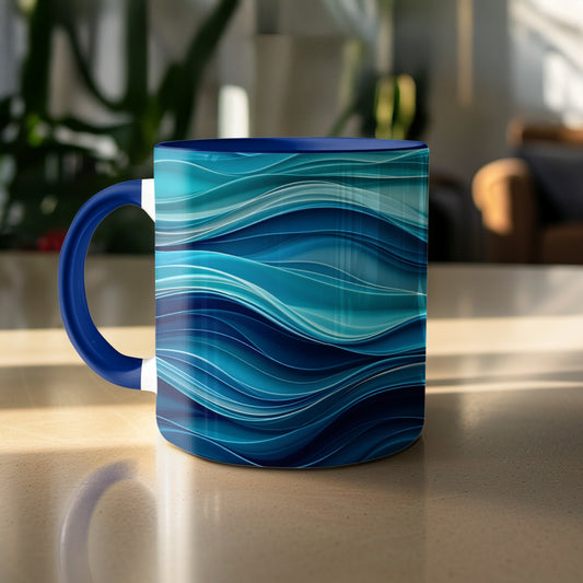Ocean Waves Design Blue Ceramic Mug product type
