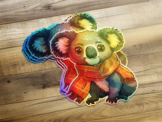 Cozy Koala in Scarf Illustrated Art Sticker product type