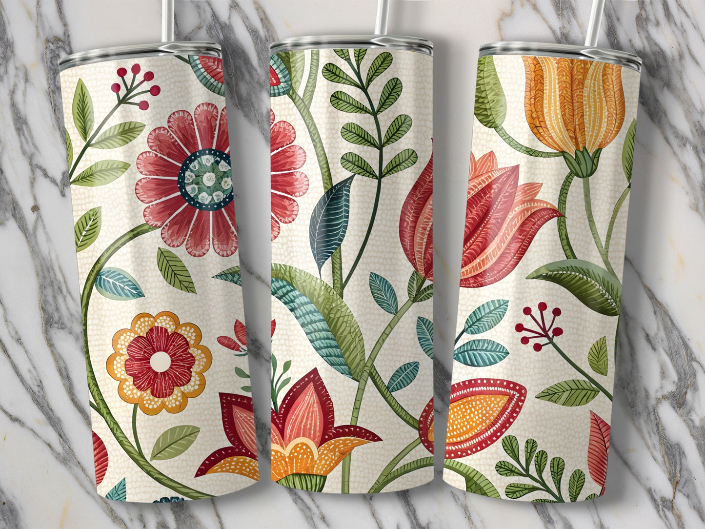 Colorful Floral Patterned Insulated Tumbler product