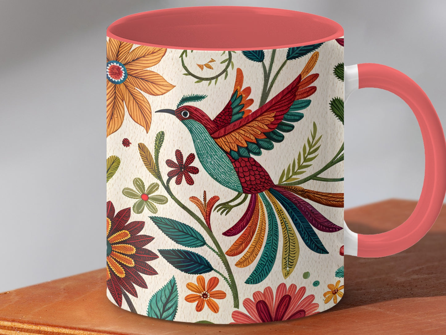 Colorful Floral Hummingbird Art Mug product