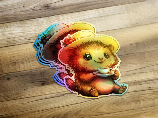 Adorable Chubby Drinking Tea Sticker product type