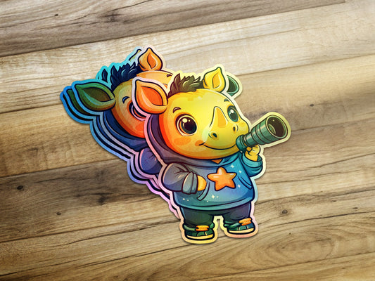 Cute Rhino in Hoodie with Star Sticker product