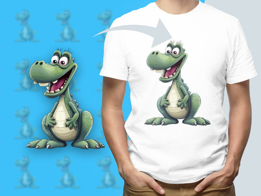 Cute Cartoon Alligator Graphic T-Shirt, Fun Kids Animal Tee, Colorful Unisex Casual Top, Wildlife Enthusiast Gift Idea
