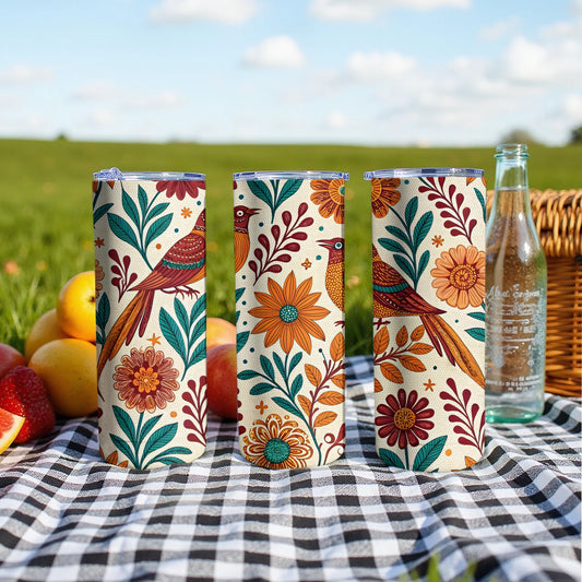 Colorful Floral and Birds Patterned Tumbler product