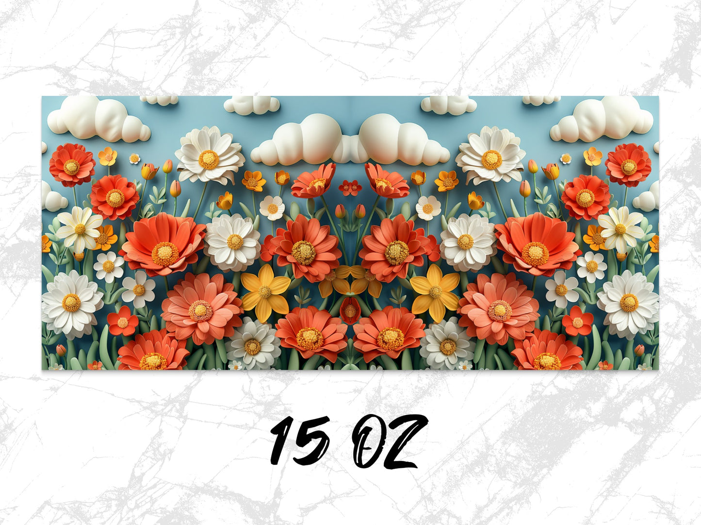 Colorful Floral Print Canvas, Daisies and Poppies Wall Art, Modern Home Decor, 15 Oz