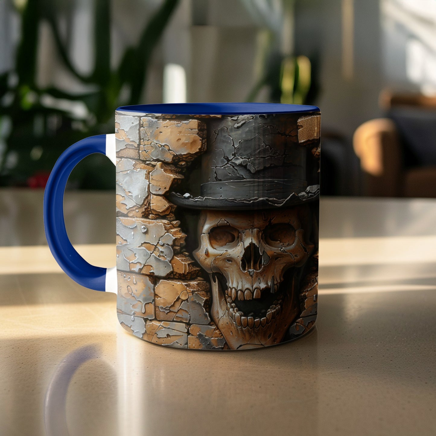 Vintage Skull with Hat Stone Wall Print Mug product