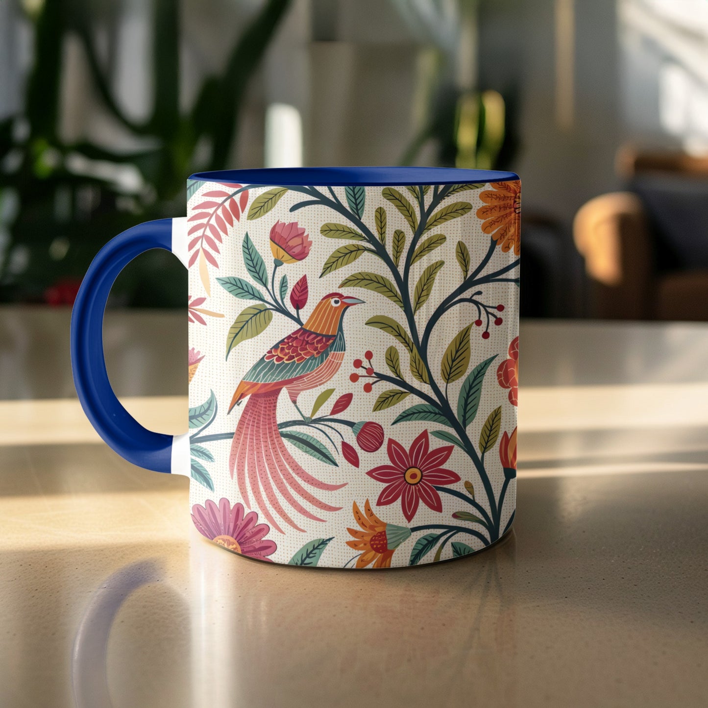 Colorful Floral and Bird Design Mug product