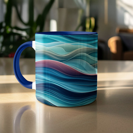 Abstract Blue Waves Pattern Ceramic Mug product type
